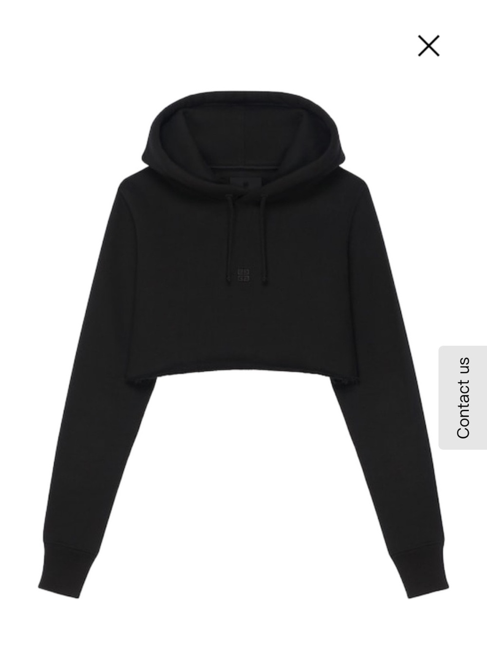 Givenchy Black Cropped Hoodie with Subtle Logo